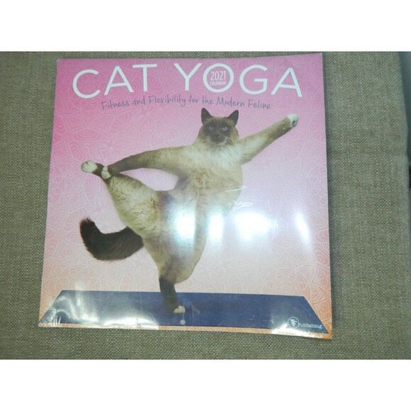Cat Yoga Fitness Flexibility 2021 Wall Calendar TF Publishing 12 x 12. WALL ART - Picture 6 of 7